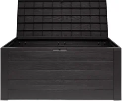 Merkloos Woody Tuin Opbergbox - 324 Liter 45x120x60 Cm - Tuinkussenbox - Antraciet/bruin -Tuinmeubelseries Winkel 1200x996
