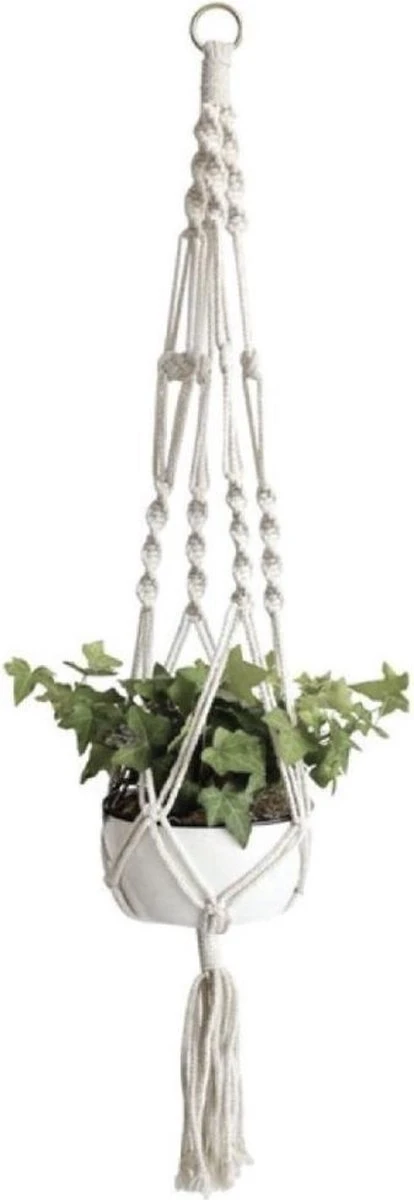 Merkloos Plantenhanger Macramé - Luxe Gevlochten Touw Katoen - 1 Stuk - Plantenpot Ophangen - Planthanger