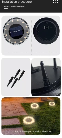 Arisenn® 360 - 4 X Solar LED Grondspot Zwart - WarmWit 3000K - Solar Tuinverlichting - Buitenlamp - Tuinverlichting Op Zonne-Energie - Schemerschakelaar - Automatisch Aan- IP67 - 1200 MAh Lithium Accu -Tuinmeubelseries Winkel 544x1200 1