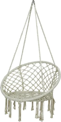 Macramé Hangstoel Beige - Beige Hangstoel - Hangstoel Touw - Hangstoel - Tot 110KG - Eenpersoons Hangstoel - Hang Stoel 1 Persoon - Hangstoel Voor Binnen - Hangstoel Zonder Standaard - Hangstoel Buiten -Tuinmeubelseries Winkel 603x1200
