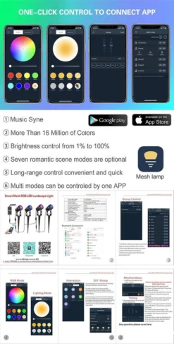 Merkloos Buitenverlichting - Bluetooth Led Tuinspot - LED Tuinspots - Tuinlampen - Te Besturen Met Mobiele App - RGB Multicolour - Waterdicht IP66 - 4 Stuks -Tuinmeubelseries Winkel 605x1200