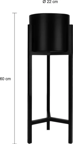 QUVIO Plantenstandaard Binnen - Inclusief Pot - Staande Plantenbak - Metaal - Bloempot - 22 X 22 X 60 Cm - Zwart -Tuinmeubelseries Winkel 611x1200 2