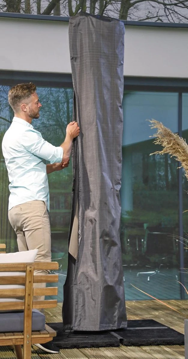 Weersbestendige Parasolhoes - Max. 4 x 4 m - Grijs / Antraciet - Zweefparasol Weersbestendige Parasolhoes - Max. 4 X 4 M - Grijs / Antraciet - Zweefparasol -Tuinmeubelseries Winkel