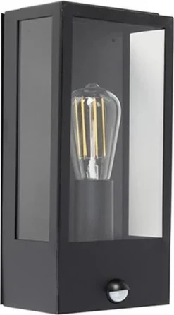 QAZQA Rotterdam - Moderne Wandlamp Met Bewegingsmelder | Bewegingssensor | Sensor Voor Buiten - 1 Lichts - D 110 Mm - Zwart - Buitenverlichting -Tuinmeubelseries Winkel 664x1200