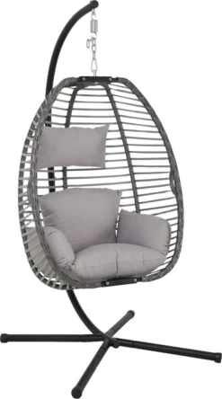 Lowander Egg Hangstoel Cocoon - Voor Binnen & Buiten - Met Standaard - Incl. Kussens