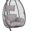 Pro Garden Lowander Hangstoel Egg 191x126x126- Schommelstoel Met Rattan Cocoon En Robuust Stalen Standaard Incl. Kussens - Volledig Inklapbaar - Lichtgrijs