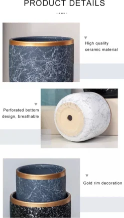 Bloempotten Binnen - Keramiek - Gouden Rand - Bloempot Buiten - Afvoergat 24 Cm - Wit Zwart – Groot -Tuinmeubelseries Winkel 686x1200 1