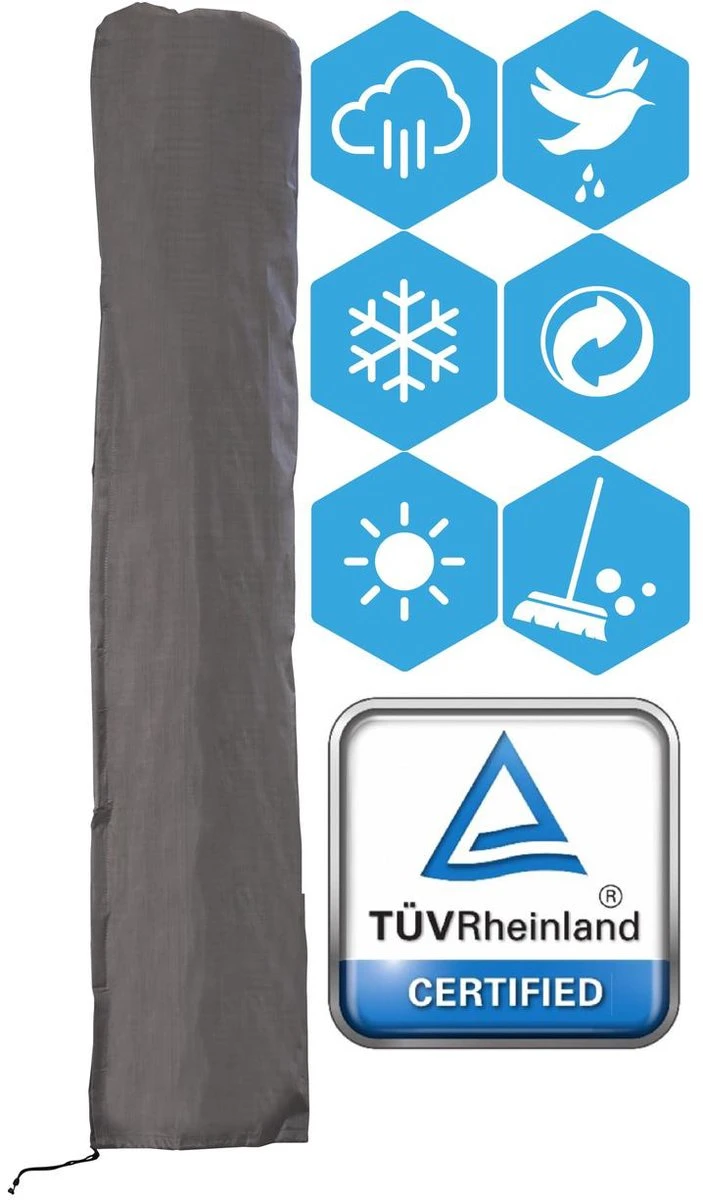 Weersbestendige Parasolhoes - Max. 4 x 4 m - Grijs / Antraciet - Zweefparasol Weersbestendige Parasolhoes - Max. 4 X 4 M - Grijs / Antraciet - Zweefparasol -Tuinmeubelseries Winkel