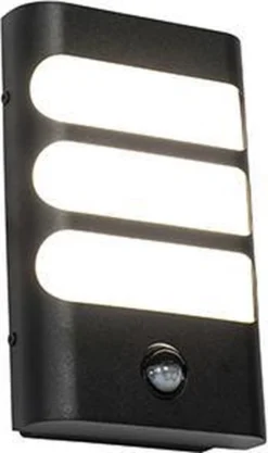 QAZQA Gaev - Moderne LED Wandlamp Met Bewegingsmelder | Bewegingssensor | Sensor Voor Buiten - 1 Lichts - D 5 Cm - Zwart - Buitenverlichting -Tuinmeubelseries Winkel 710x1200 1
