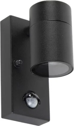 HOFTRONIC - Mason LED Wandlamp Met Bewegingssensor En Schemerschakelaar - GU10 Fitting - Downlight IP44 Voor Binnen En Buiten - Sensor Lamp