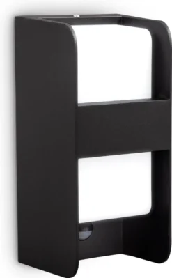 B.K.Licht - Buiten Wandlamp - Met Bewegingssensor - Middenbalk - Voor Buiten - Netstroom - Metalen - Rechthoekige - Zwarte Wandlampen - Met 1 Lichtpunt - IP44 - Buitenverlichting - Buitenlamp - E27 Fitting - 25.5x12x10 Cm - Excl. Lichtbron