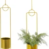 Merkloos Bloempotten Om Op Te Hangen - Hangende Plantenpot - 2 Stuks - 88 Cm Hoog - Gouden