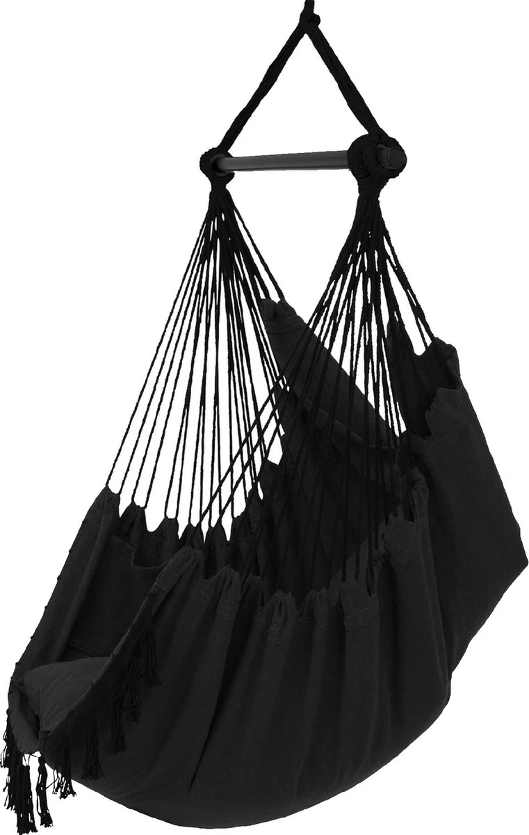 Vita5 XXL Hangstoel - Binnen&Buiten Hangnest - Incl. 2 Kussens en Boekenvak - Volwassenen&Kinderen - Hangmatstoel tot 225kg - Zwart Vita5 XXL Hangstoel - Binnen&Buiten Hangnest - Incl. 2 Kussens En Boekenvak - Volwassenen&Kinderen - Hangmatstoel Tot 225kg - Zwart -Tuinmeubelseries Winkel 761x1200 1