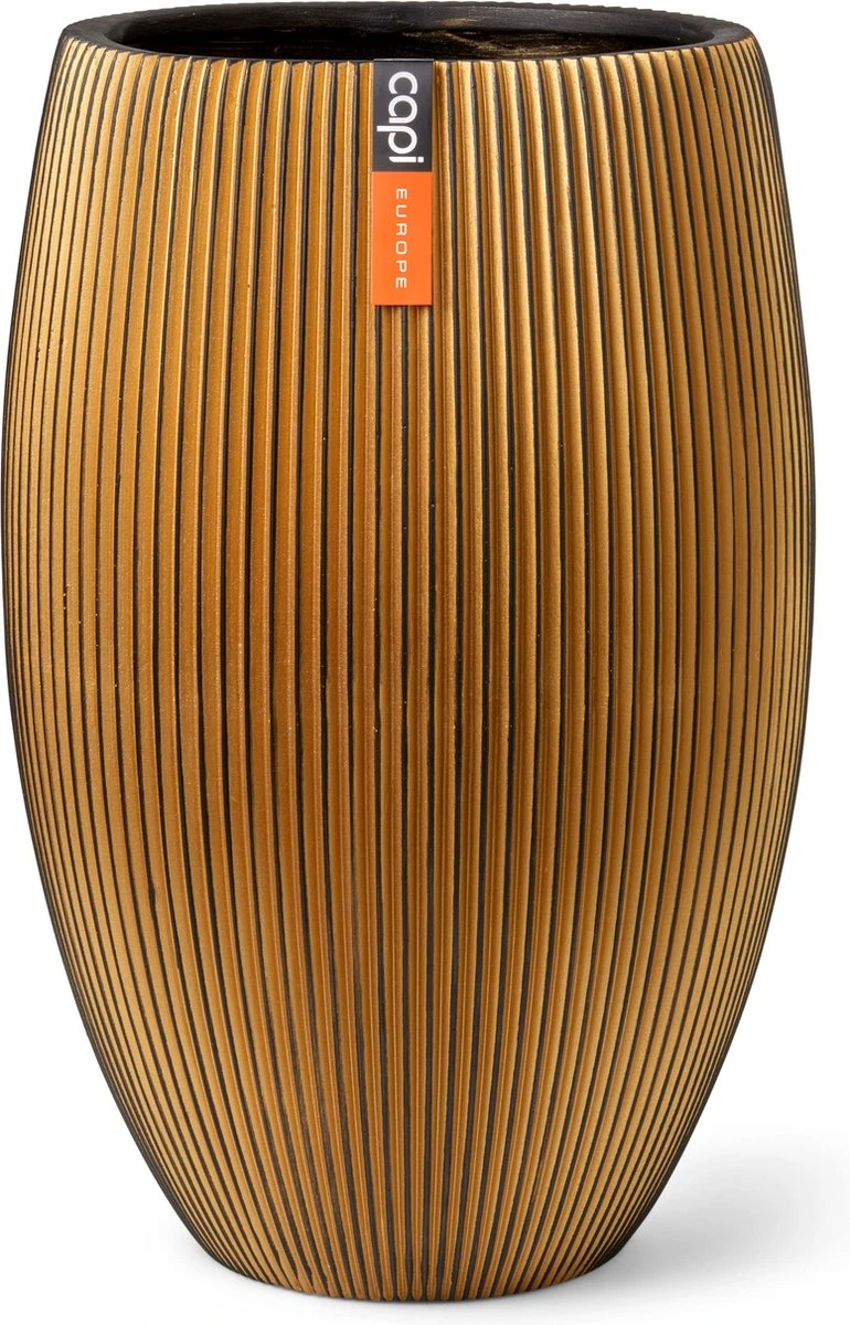 Capi Europe - Vaas elegant deluxe Groove XL - 40x61 - Goud - Bloempot voor binnen - Opening ⌀29 - GVGB1131 Capi Europe - Vaas Elegant Deluxe Groove XL - 40x61 - Goud - Bloempot Voor Binnen - Opening ⌀29 - GVGB1131 -Tuinmeubelseries Winkel 770x1200 3