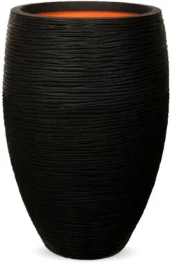 Capi Europe - Vaas Elegant Deluxe Rib NL - 40x60 - Zwart - Voor Binnen En Buiten - KBLR1131 -Tuinmeubelseries Winkel 779x1200