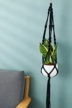 4 Stuks Zwarte Macrame Plantenhangers - Boho Handgeweven Katoen Hangpot Voor Binnen/Buiten - Hangende Bloempot Met Kralen - Macramé Touw/Koord Hangplant Houder - Bohemian Wandhanger Decoratie - Plant Hanger - Verticale Tuin Bloempothouder Planthanger -Tuinmeubelseries Winkel 800x1200 102