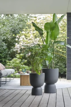 Elho Pure Coupe 41 - Bloempot Voor Binnen & Buiten - Ø 41.3 X H 57.9 Cm - Zwart/Zwart -Tuinmeubelseries Winkel 800x1200 90