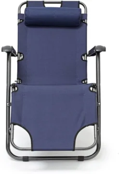Relaxdays Ligstoel Inklapbaar - Ligbed Met Hoofdsteun - Strandstoel Verstelbaar - Camping - Donkerblauwe -Tuinmeubelseries Winkel 823x1200