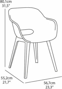 Allibert Akola Tuinstoelen - 2 Stuks -56,5x55x80cm - Donkergrijs -Tuinmeubelseries Winkel 834x1200