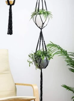 4 Stuks Luxe Macrame Plantenhangers - Boho Handgeweven Katoen Hangpot Voor Binnen/Buiten - Hangende Bloempot Met Kralen - Macramé Touw/Koord Hangplant Houder - Bohemian Wandhanger Decoratie - Plant Hanger - Verticale Tuin Bloempothouder Planthanger -Tuinmeubelseries Winkel 880x1200 3