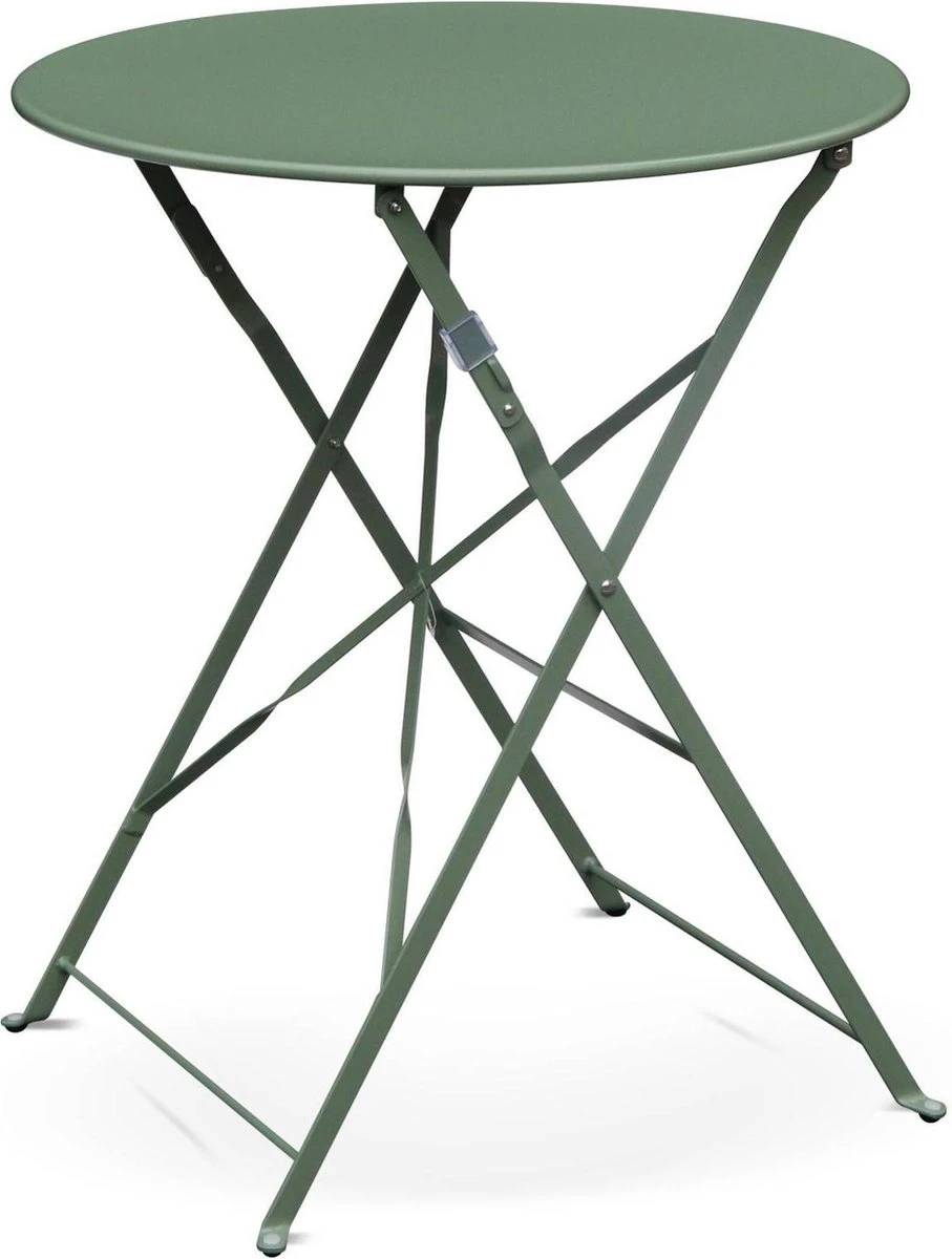 EMILIA bistroset - 2 inklapbare stoelen en een ronde tafel van gepoedercoat staal met matte afwerking – groengrijs EMILIA Bistroset - 2 Inklapbare Stoelen En Een Ronde Tafel Van Gepoedercoat Staal Met Matte Afwerking – Groengrijs -Tuinmeubelseries Winkel 907x1200 2