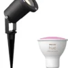 Philips Puled Grondspot LED Voor Buiten - Incl. Philips Hue White & Color Ambiance - Prikspot - Tuinverlichting - Buitenlamp - Zwart