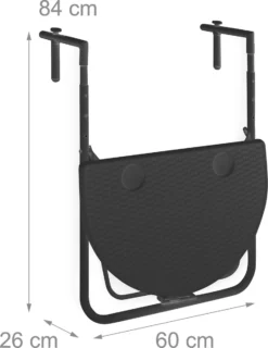 Relaxdays Balkontafel Inklapbaar, Balkon Tafel Rotan, Hangtafel Reling - Zwart -Tuinmeubelseries Winkel 926x1200