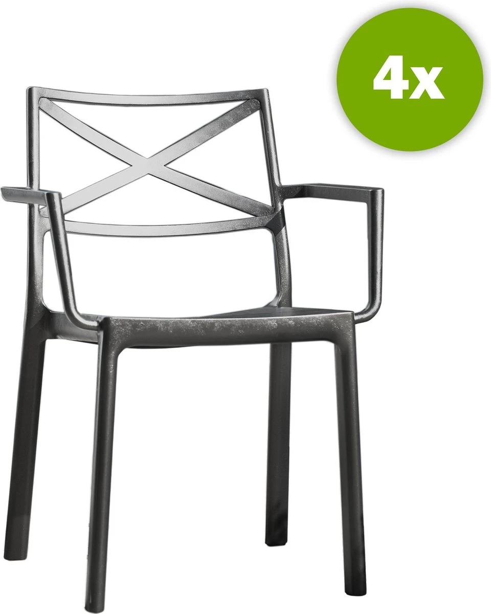 Keter Metalix Tuinstoelen - 4 stuks - 53,3x60,2x81,3 cm - Zwart Keter Metalix Tuinstoelen - 4 Stuks - 53,3x60,2x81,3 Cm - Zwart -Tuinmeubelseries Winkel