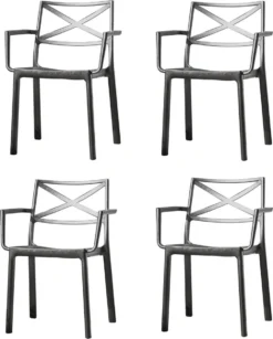 Keter Metalix Tuinstoelen - 4 Stuks - 53,3x60,2x81,3 Cm - Zwart