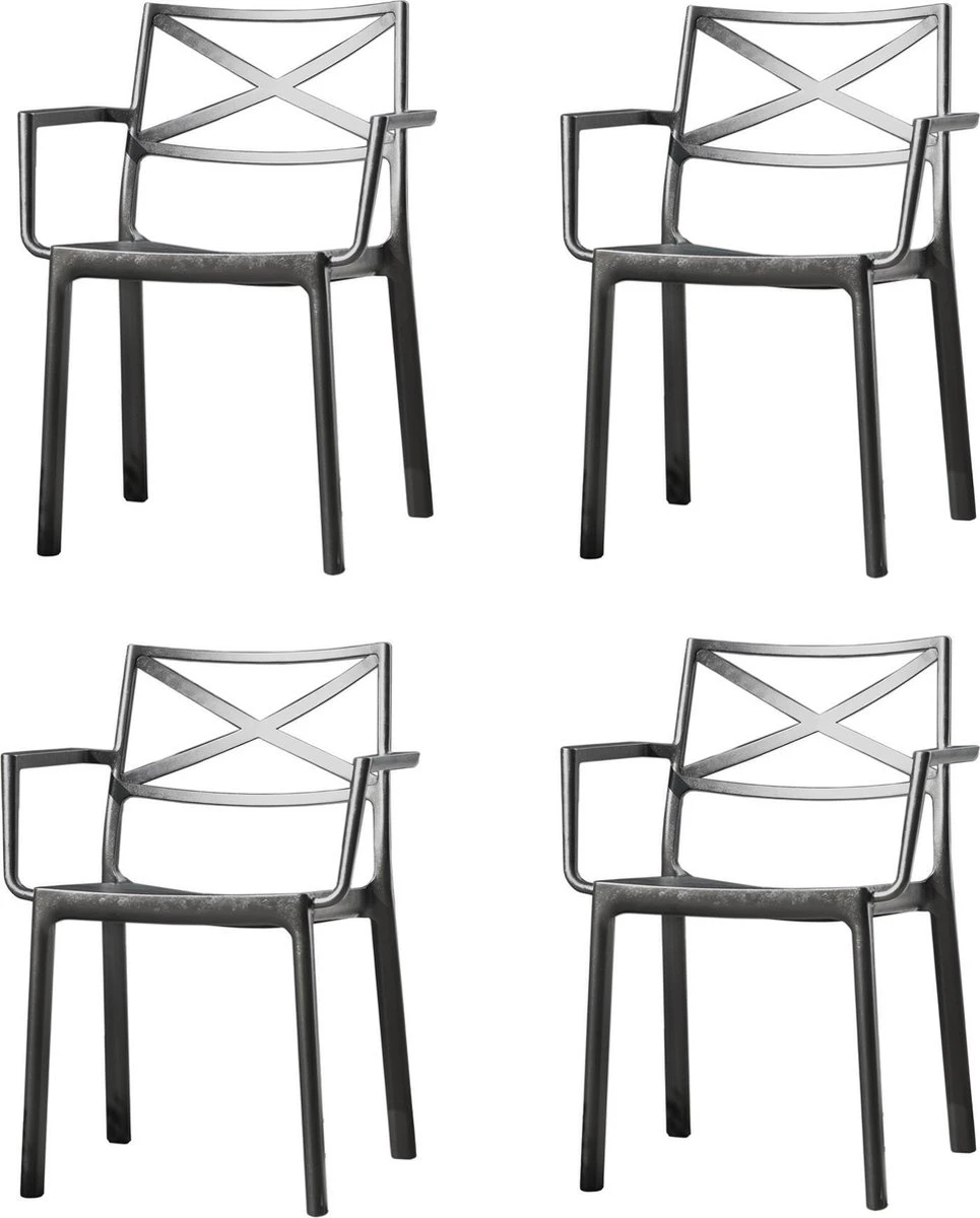 Keter Metalix Tuinstoelen - 4 stuks - 53,3x60,2x81,3 cm - Zwart Keter Metalix Tuinstoelen - 4 Stuks - 53,3x60,2x81,3 Cm - Zwart -Tuinmeubelseries Winkel