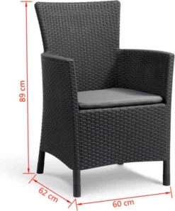 Allibert Iowa Tuinstoel - 60x62x89cm – Grafiet -Tuinmeubelseries Winkel 996x1200